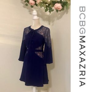 BCBG // Violet Lace Tie Front Jersey Knit Dress